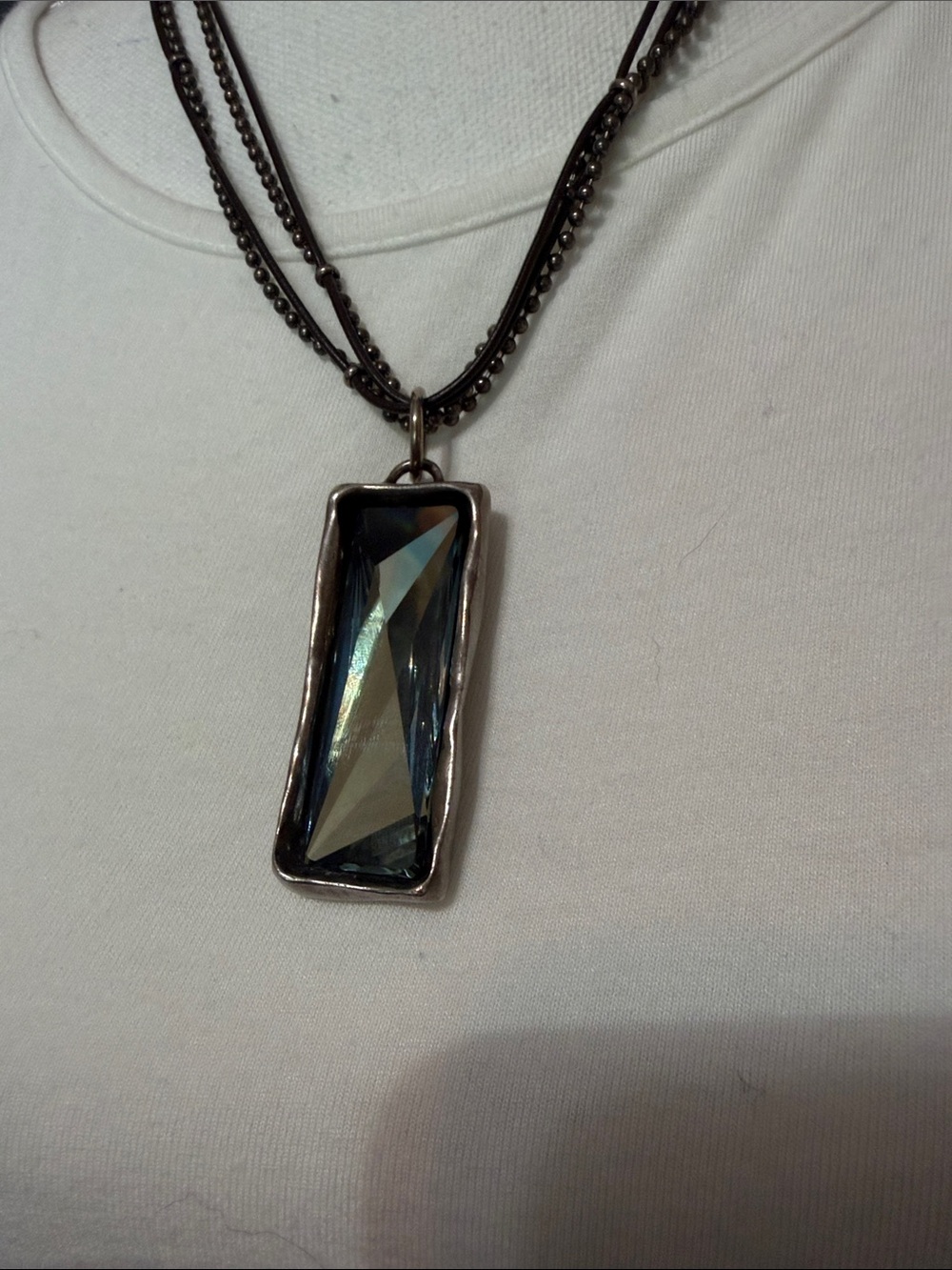 UNO de 50 Elements Retired Multi-Strand Necklace with Rectangular Pendant